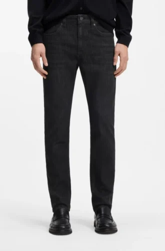 Slim-Fit-Jeans „Delaware“ in grauem, knitterfreiem Denim