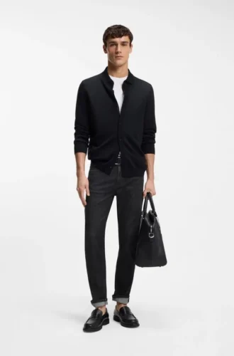 Slim-Fit-Jeans „Delaware“ in grauem, knitterfreiem Denim