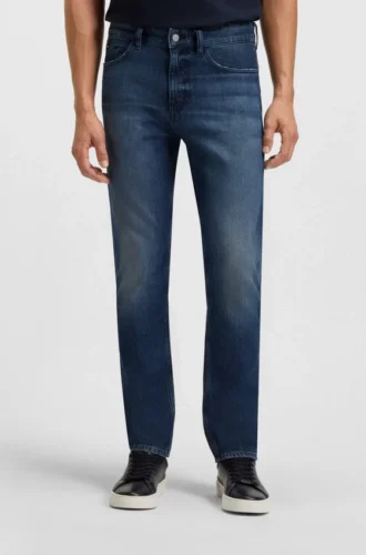 Slim-Fit-Jeans in Delaware-Blau aus Denim mit mechanischem Stretch
