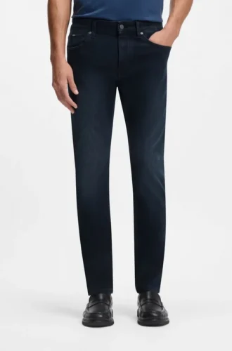 Slim-Fit-Jeans in Delaware-Blau aus gestricktem Denim