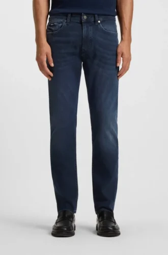Slim-Fit-Jeans in Delaware-Blau aus gestricktem Denim