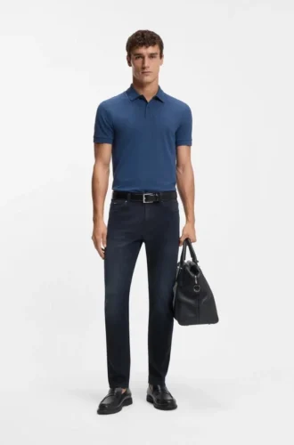 Slim-Fit-Jeans in Delaware-Blau aus gestricktem Denim
