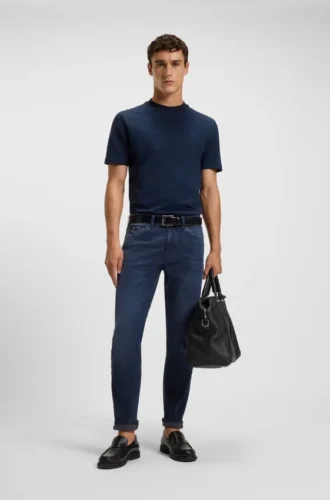 Slim-Fit-Jeans in Delaware-Blau aus gestricktem Denim