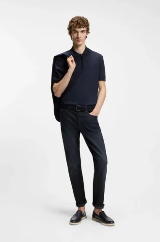Slim-Fit-Jeans in Delaware-Blau aus gestricktem Denim