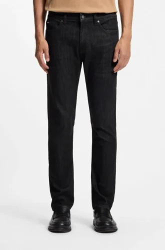 Slim-Fit-Jeans in Delaware-Blau aus knitterfreiem Denim