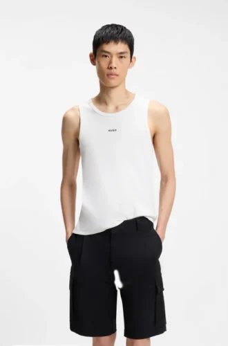 Slim-Fit-Oberteil aus Stretch-Baumwolle mit Kontrastlogo