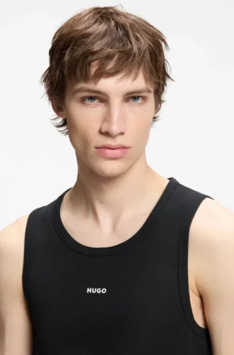 Slim-Fit-Oberteil aus Stretch-Baumwolle mit Kontrastlogo