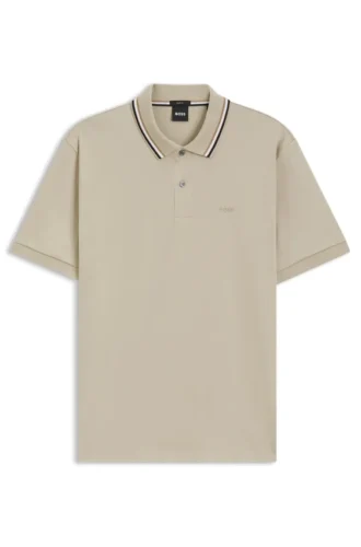 Slim-Fit-Polohemd aus Baumwolle mit gestreiftem Kragen