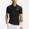 Slim-Fit-Poloshirt aus Active-Stripe-Jersey mit Vier-Wege-Stretch