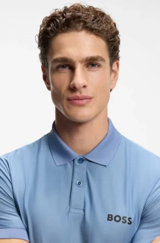 Slim-Fit-Poloshirt aus Active-Stripe-Jersey mit Vier-Wege-Stretch