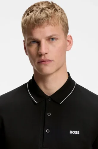 Slim-Fit-Poloshirt aus Baumwollpiqué mit Kragenstreifen