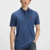 Slim-Fit-Poloshirt aus Baumwollpiqué mit rotem Logo-Label