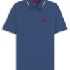 Slim-Fit-Poloshirt aus Baumwollpiqué mit rotem Logo-Label