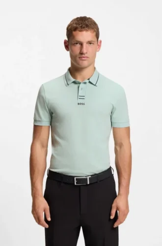 Slim-Fit-Poloshirt aus Baumwollpiqué mit zentriertem Logo