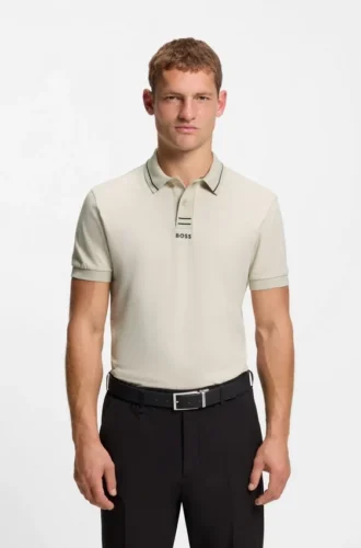 Slim-Fit-Poloshirt aus Baumwollpiqué mit zentriertem Logo