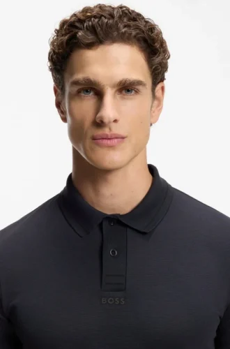 Slim-Fit-Poloshirt aus Baumwollpiqué mit zentriertem Logo
