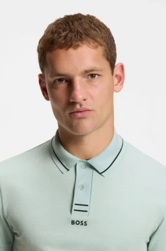 Slim-Fit-Poloshirt aus Baumwollpiqué mit zentriertem Logo
