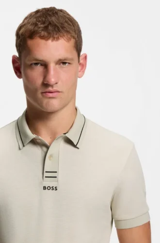 Slim-Fit-Poloshirt aus Baumwollpiqué mit zentriertem Logo