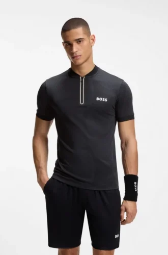 Slim-Fit-Poloshirt aus Bodymapping-Jersey mit Reißverschluss am Kragen