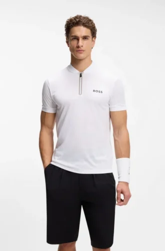 Slim-Fit-Poloshirt aus Bodymapping-Jersey mit Reißverschluss am Kragen
