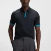 Slim-Fit-Poloshirt aus merzerisierter Baumwolle mit strukturierten Details