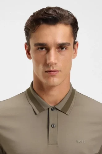 Slim-Fit-Poloshirt aus merzerisierter Baumwolle mit strukturierten Details