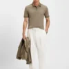 Slim-Fit-Poloshirt aus merzerisierter Baumwolle mit strukturierten Details