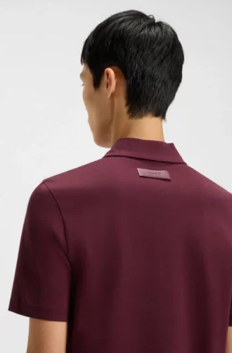 Slim-Fit-Poloshirt aus merzerisierter Baumwolle mit Vier-Knopf-Leiste