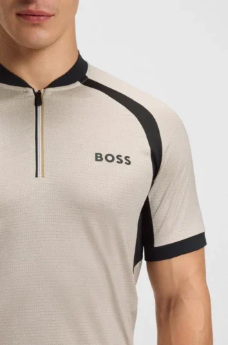 Slim-Fit-Poloshirt aus Mesh-Jersey mit Reißverschluss am Kragen