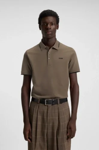 Slim-Fit-Poloshirt aus Stretch-Baumwolle mit aufgedrucktem Logo