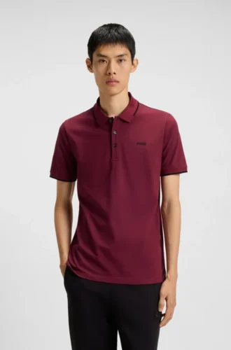 Slim-Fit-Poloshirt aus Stretch-Baumwolle mit aufgedrucktem Logo