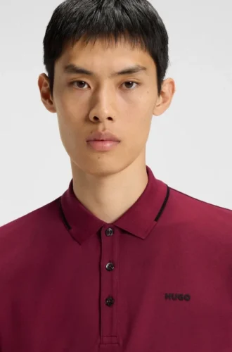 Slim-Fit-Poloshirt aus Stretch-Baumwolle mit aufgedrucktem Logo