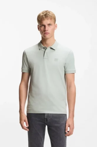 Slim-Fit-Poloshirt aus Stretch-Baumwolle mit Logo-Patch