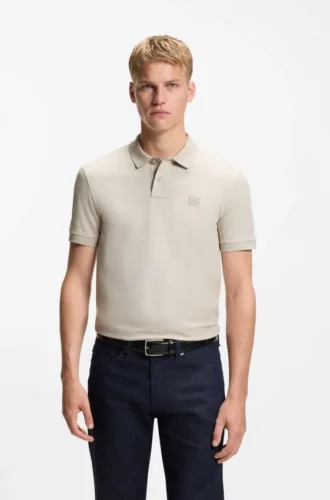 Slim-Fit-Poloshirt aus Stretch-Baumwolle mit Logo-Patch