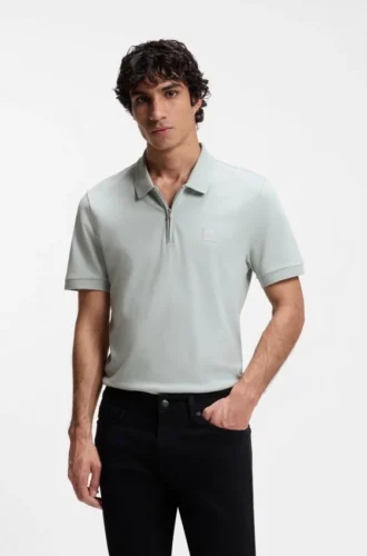 Slim-Fit-Poloshirt aus Stretch-Baumwolle mit Logo-Patch