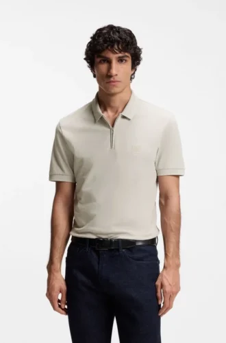 Slim-Fit-Poloshirt aus Stretch-Baumwolle mit Logo-Patch