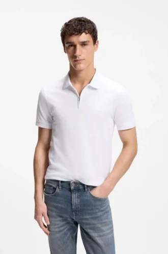 Slim-Fit-Poloshirt aus Stretch-Baumwolle mit Logo-Patch