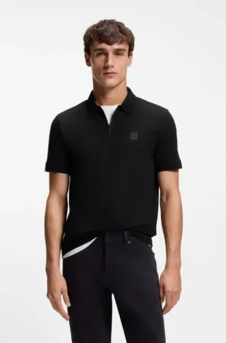 Slim-Fit-Poloshirt aus Stretch-Baumwolle mit Logo-Patch