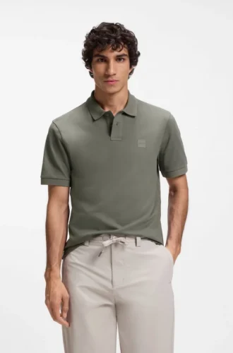 Slim-Fit-Poloshirt aus Stretch-Baumwolle mit Logo-Patch