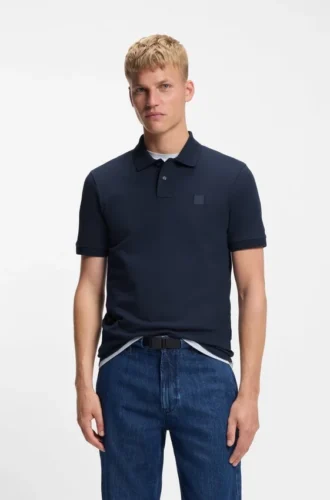 Slim-Fit-Poloshirt aus Stretch-Baumwolle mit Logo-Patch