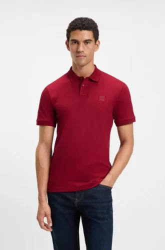 Slim-Fit-Poloshirt aus Stretch-Baumwolle mit Logo-Patch