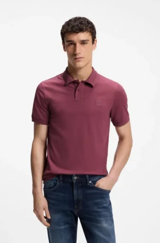 Slim-Fit-Poloshirt aus Stretch-Baumwolle mit Logo-Patch