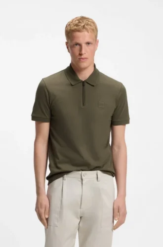 Slim-Fit-Poloshirt aus Stretch-Baumwolle mit Logo-Patch