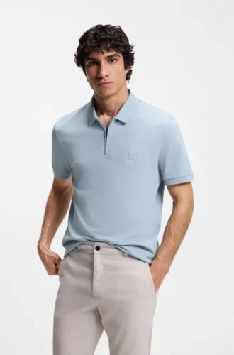 Slim-Fit-Poloshirt aus Stretch-Baumwolle mit Logo-Patch