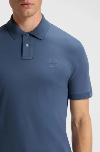 Slim-Fit-Poloshirt aus Stretch-Baumwolle mit Logo-Patch