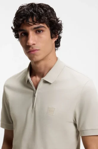 Slim-Fit-Poloshirt aus Stretch-Baumwolle mit Logo-Patch