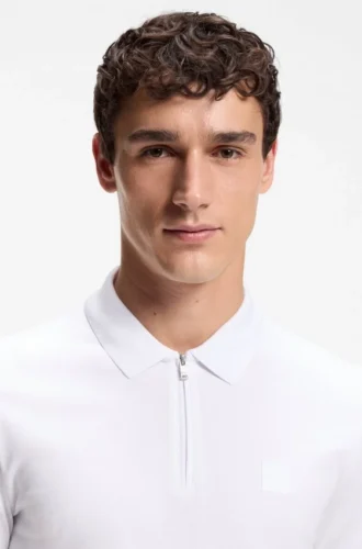 Slim-Fit-Poloshirt aus Stretch-Baumwolle mit Logo-Patch