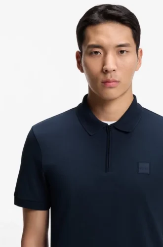 Slim-Fit-Poloshirt aus Stretch-Baumwolle mit Logo-Patch