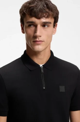 Slim-Fit-Poloshirt aus Stretch-Baumwolle mit Logo-Patch