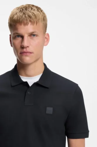Slim-Fit-Poloshirt aus Stretch-Baumwolle mit Logo-Patch